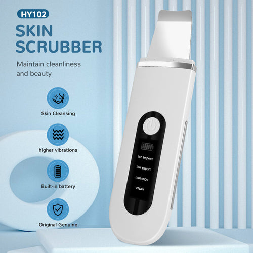 Facial skin scrubber spatula head close-up